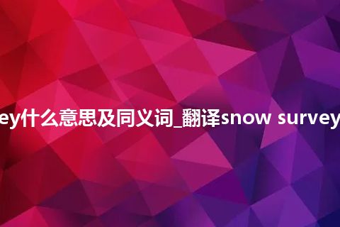 snow survey什么意思及同义词_翻译snow survey的意思_用法