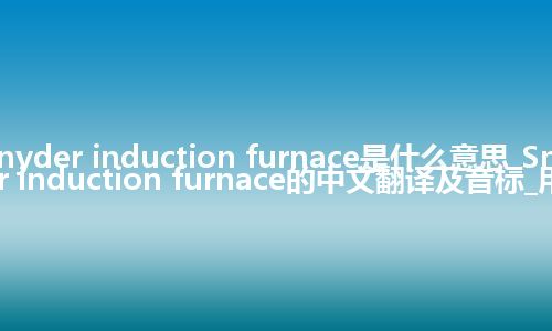 Snyder induction furnace是什么意思_Snyder induction furnace的中文翻译及音标_用法