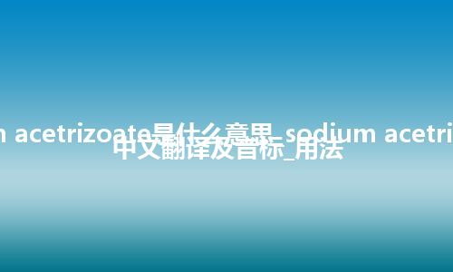 sodium acetrizoate是什么意思_sodium acetrizoate的中文翻译及音标_用法