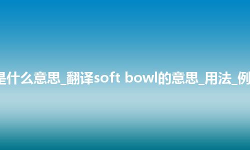 soft bowl是什么意思_翻译soft bowl的意思_用法_例句_英语短语