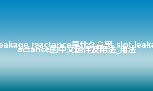 slot leakage reactance是什么意思_slot leakage reactance的中文翻译及用法_用法