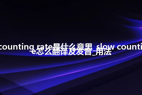 slow counting rate是什么意思_slow counting rate怎么翻译及发音_用法