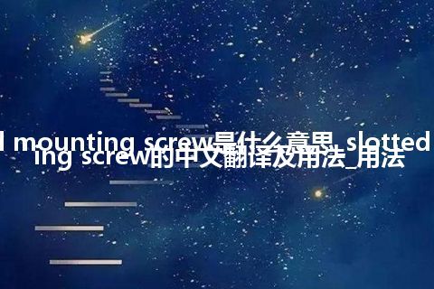 slotted mounting screw是什么意思_slotted mounting screw的中文翻译及用法_用法