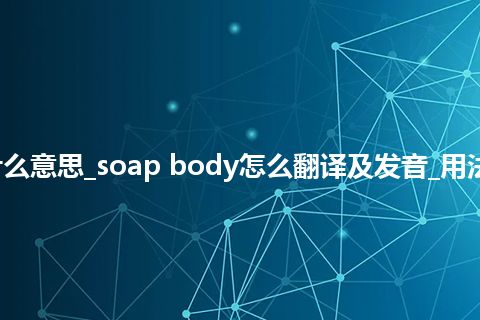 soap body是什么意思_soap body怎么翻译及发音_用法_例句_英语短语