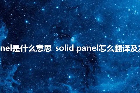 solid panel是什么意思_solid panel怎么翻译及发音_用法