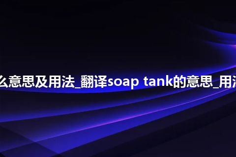 soap tank是什么意思及用法_翻译soap tank的意思_用法_例句_英语短语