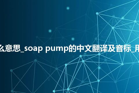 soap pump是什么意思_soap pump的中文翻译及音标_用法_例句_英语短语