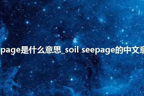 soil seepage是什么意思_soil seepage的中文意思_用法