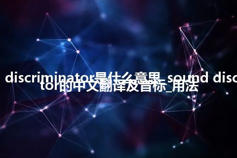 sound discriminator是什么意思_sound discriminator的中文翻译及音标_用法