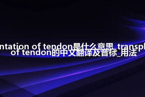 transplantation of tendon是什么意思_transplantation of tendon的中文翻译及音标_用法
