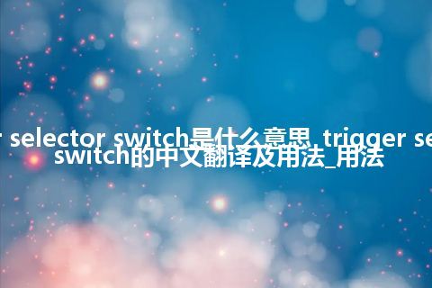 trigger selector switch是什么意思_trigger selector switch的中文翻译及用法_用法