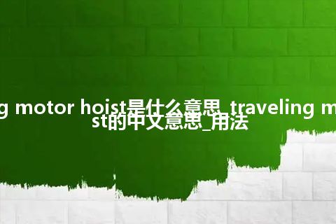 traveling motor hoist是什么意思_traveling motor hoist的中文意思_用法