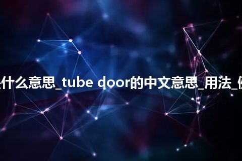 tube door是什么意思_tube door的中文意思_用法_例句_英语短语