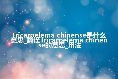 Tricarpelema chinense是什么意思_翻译Tricarpelema chinense的意思_用法