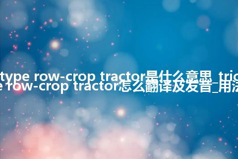 tricyle-type row-crop tractor是什么意思_tricyle-type row-crop tractor怎么翻译及发音_用法