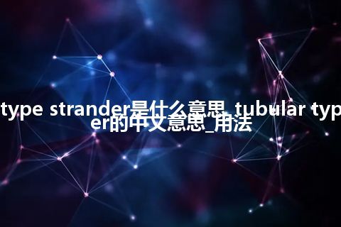 tubular type strander是什么意思_tubular type strander的中文意思_用法