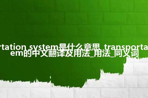 transportation system是什么意思_transportation system的中文翻译及用法_用法_同义词