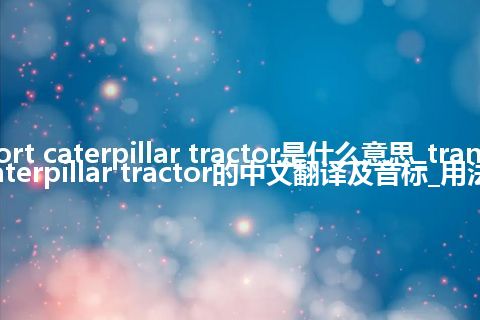 transport caterpillar tractor是什么意思_transport caterpillar tractor的中文翻译及音标_用法