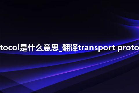 transport protocol是什么意思_翻译transport protocol的意思_用法
