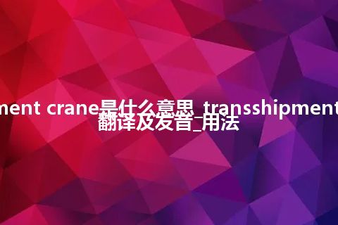 transshipment crane是什么意思_transshipment crane怎么翻译及发音_用法