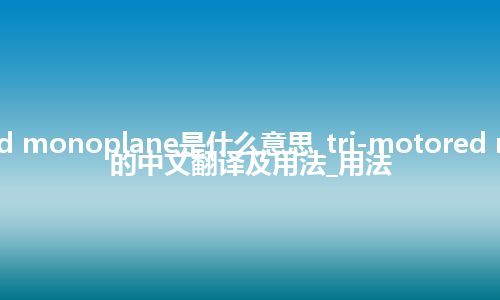 tri-motored monoplane是什么意思_tri-motored monoplane的中文翻译及用法_用法