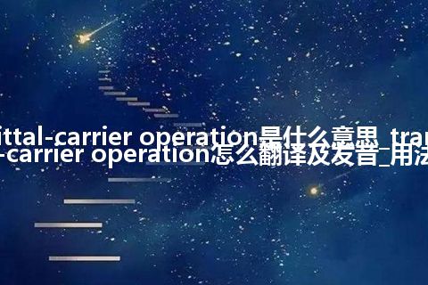 transmittal-carrier operation是什么意思_transmittal-carrier operation怎么翻译及发音_用法