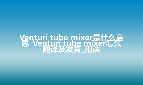 Venturi tube mixer是什么意思_Venturi tube mixer怎么翻译及发音_用法
