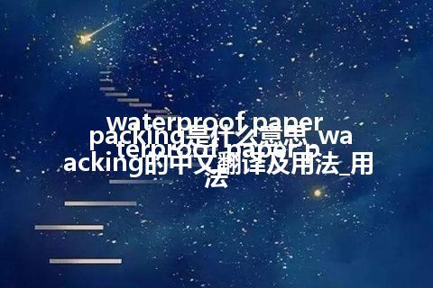 waterproof paper packing是什么意思_waterproof paper packing的中文翻译及用法_用法