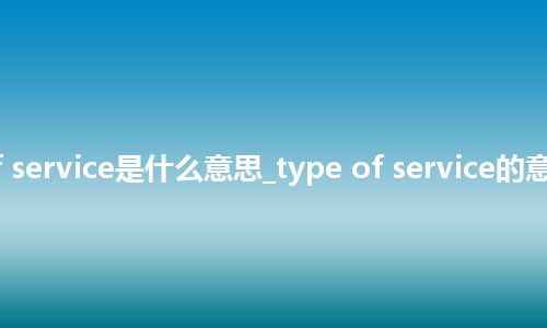 type of service是什么意思_type of service的意思_用法