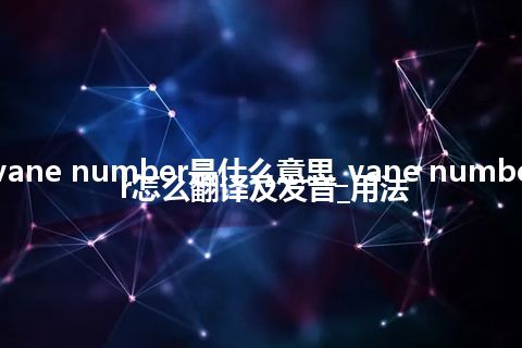 vane number是什么意思_vane number怎么翻译及发音_用法