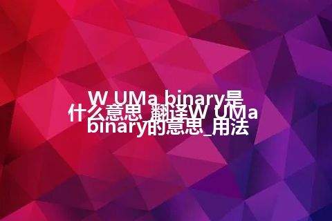 W UMa binary是什么意思_翻译W UMa binary的意思_用法