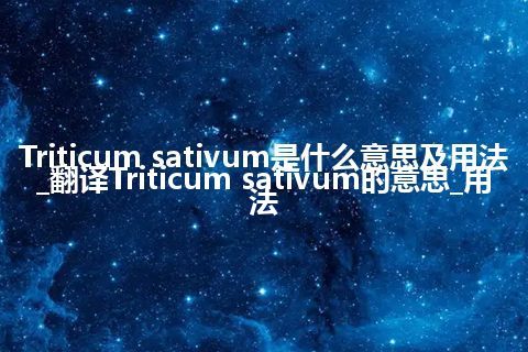 Triticum sativum是什么意思及用法_翻译Triticum sativum的意思_用法