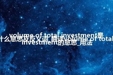volume of total investment是什么意思及反义词_翻译volume of total investment的意思_用法