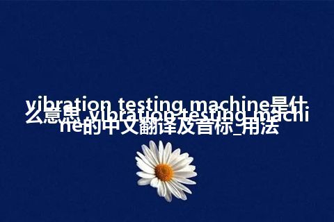 vibration testing machine是什么意思_vibration testing machine的中文翻译及音标_用法