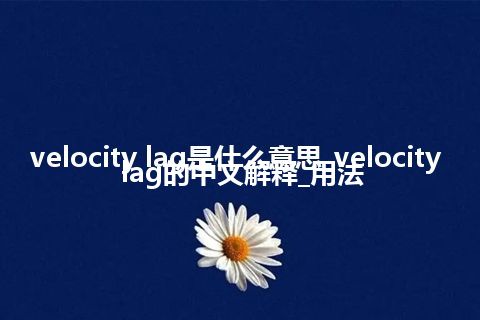 velocity lag是什么意思_velocity lag的中文解释_用法