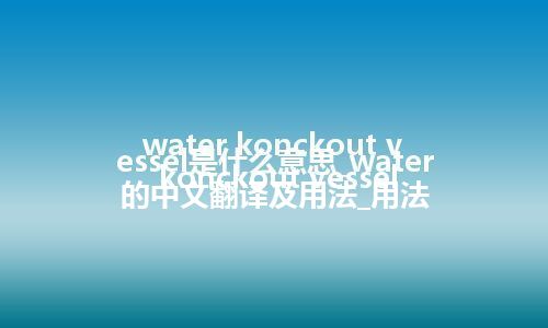 water konckout vessel是什么意思_water konckout vessel的中文翻译及用法_用法
