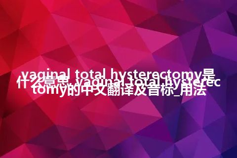 vaginal total hysterectomy是什么意思_vaginal total hysterectomy的中文翻译及音标_用法