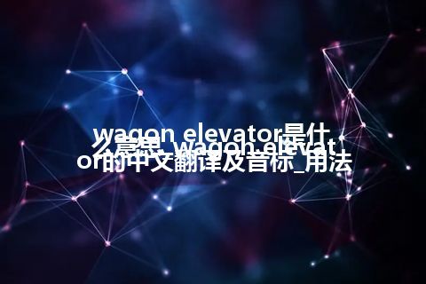 wagon elevator是什么意思_wagon elevator的中文翻译及音标_用法