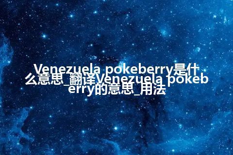 Venezuela pokeberry是什么意思_翻译Venezuela pokeberry的意思_用法