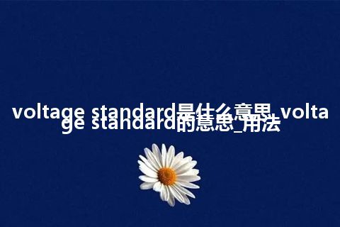voltage standard是什么意思_voltage standard的意思_用法