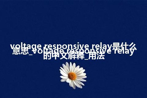 voltage responsive relay是什么意思_voltage responsive relay的中文解释_用法