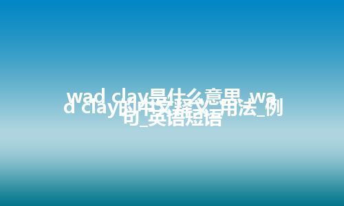 wad clay是什么意思_wad clay的中文释义_用法_例句_英语短语