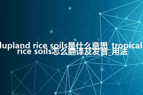 tropicalupland rice soils是什么意思_tropicalupland rice soils怎么翻译及发音_用法