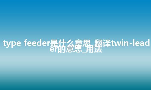 twin-lead type feeder是什么意思_翻译twin-lead type feeder的意思_用法