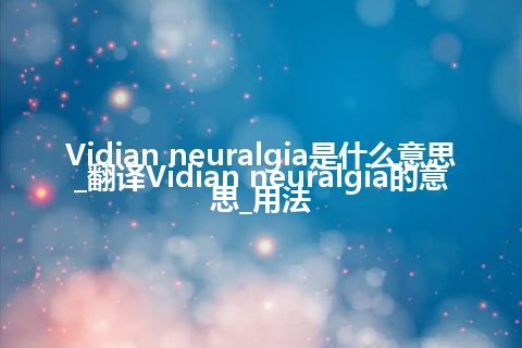 Vidian neuralgia是什么意思_翻译Vidian neuralgia的意思_用法