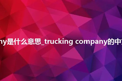 trucking company是什么意思_trucking company的中文翻译及音标_用法