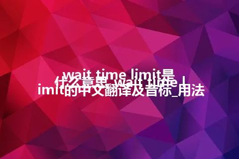 wait time limit是什么意思_wait time limit的中文翻译及音标_用法