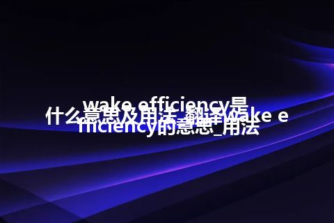 wake efficiency是什么意思及用法_翻译wake efficiency的意思_用法