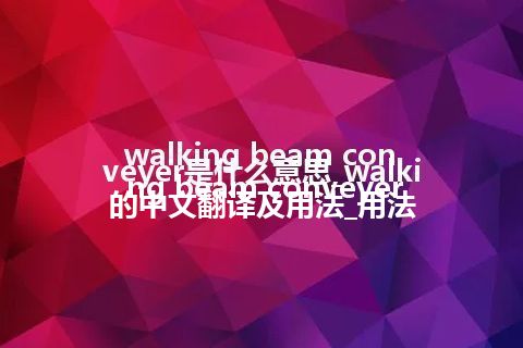 walking beam conveyer是什么意思_walking beam conveyer的中文翻译及用法_用法