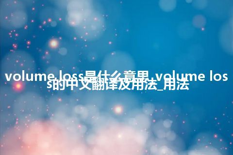 volume loss是什么意思_volume loss的中文翻译及用法_用法
